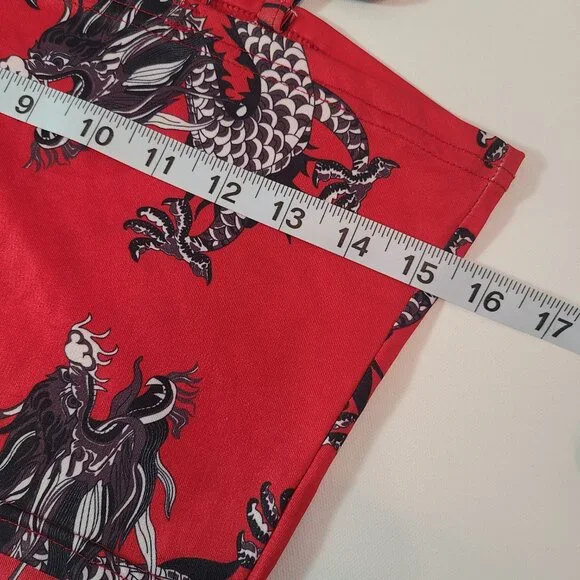Red Dragon Print Crop Top with Non-Adjustable Straps – Size M - Picture 7 of 10